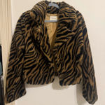 Tiger Stripe Faux Fur Jacket Brown Size L Photo 0