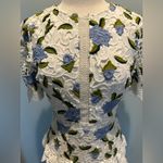 Just Me  Embroidered Lace white/Blue Floral Midi Dress size Medium Photo 7