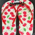 Let’s Go Women's flip flops sandals shoes - cherries - white red green - NEW - never worn. Size 7/8. Medium. Perfect and cute! Photo 3