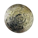 925 Sterling Silver Aztec Mayan Calendar Sun Dial Pin Brooch Pendant 12.96g VTG Photo 0