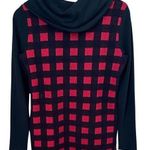 Talbots  Red & Black Buffalo Check Soft Knit Cowl Neck Pullover Sweater Photo 0