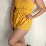 Urban Outfitters  Tie Back Romper Yellow White Embroidered Polkadot Medium Photo 0