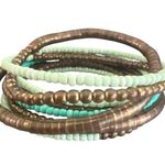 Memory Wire Cuff Bracelet Antique Brass Turquoise Color Boho Tribal Adj 7" Photo 0