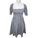 Hill House  Athena Nap Dress Size Small Thai Check Plaid Smocked Mini Puff Sleeve Photo 2