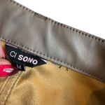 Ci Sono Women’s M Cargo Carpenter Pants Taupe Brown Faux Leather Beige Baddie Photo 3