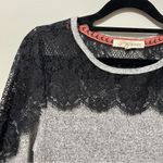 Rewind  Heather Gray Black Lace Long Sleeve Crewneck Top Neutral M Photo 3