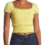 Lush Clothing New Lush Printed Puff Sleeve Smocked Crop Top  Photo 0