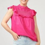 J.Crew  Flutter-Sleeve Crocheted Lace Top Embroidered Pink Barbie Size S Photo 0