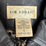 kim rogers Vintage 100% leather jacket zip up black animal print lining 90s Y2K small goth Photo 4