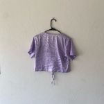 Romwe  lavender lilac purple short sleeve printed crop tie up top shirt Photo 7
