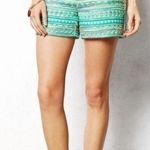 Anthropologie Elevenses • Green Aztec Pattern Costa Shorts Photo 0