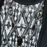 Black and White Open Front Cardigan Size M Photo 2