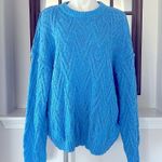 Free People NEW  Isla Cable Knit Oversized Sweater, Marine Blue Size L Photo 6
