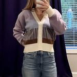 MINKPINK  Lavender Cropped Oversized Cardigan Sweater MEDIUM Colorblock Soft $109 Photo 5