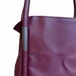 Neiman Marcus Purse Burgundy Faux Leather Tote Maroon Shoulder Bag Photo 2