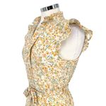 Monteau Floral Ruffle Flutter Sleeve Belted Shirt Dress White Yellow Size Large Photo 3