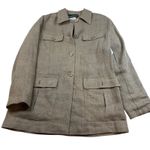 Harvé Benard Harve Benard Womens Linen Blend Jacket Blazer Size 4 Beige Button Front Pockets Photo 0