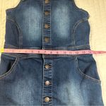  Dark Blue Denim Wax Jean, Size M, Blue Overalls Skirt. Photo 3