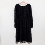 Womens Dress Size 20W Black Swiss Dot Long Sleeve Midi Romantic Dark Feminine Photo 4