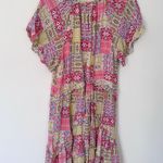 Anthropologie Robin Tiered Ruffle V-Neck Mini Dress Colorful Patchwork Print Photo 5