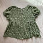 Sage green cheetah print puff sleeve top blouse Photo 5