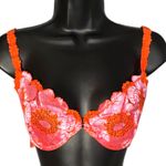 Savage x Fenty Lace Floral Balconette Bra Orange Pink Pink 38D (40C 36DD) Size undefined Photo 0