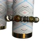 Yellow Black Marbled and Silver Tone Beads Stretch Bracelet Photo 0