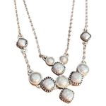 Nina West Vintage America Double Chain Silver Tone Necklace Bead Pendant Adj 17. Photo 1