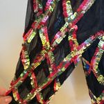 Vintage Sweelo Sequin Jacket Multicolor Diamond Pattern Party Top S Black Photo 4