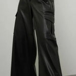 Ronny Kobo Wide Leg Cargo Pants faux leather black size 10 Photo 0