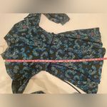 Vintage Retro Paisley Long Sleeve Collared Mini Dress size S Blue Photo 5