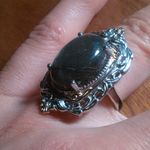 Malagasy Labradorite 18K Yellow Gold Plated and Platinum Bond Ring (Size 7) Photo 2