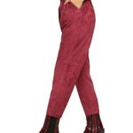 Free People Womens Red Faux Suede Belted Cropped Pants Size: 6 NWT Photo 2