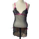 Victoria's Secret VICTORIA’S SECRET Sheer Black stretch lace chemise Pink trim Chemise Size XS Photo 6