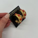 KJL Kenneth Jay Lane Gold Plated Faux Coral Glass Cabochon Hoop Clip Earrings Orange Photo 1