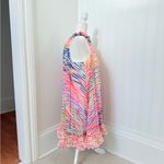 AMUR Estfan Pleated Halter Mini Dress In Double Rainbow Size 6 Red Photo 8