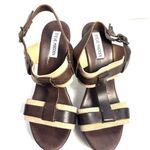 Steve Madden Brown & Tan Leather Suede Platform Heels Sandals Shoes Size 8.5 Photo 2