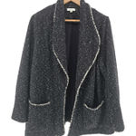 Max Studio  Black Tweed Open Front Blazer‎ Jacket Career Business Casual 1X Photo 0