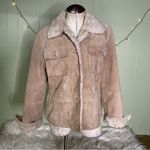 Vintage Y2K Sherpa Suede‎ Coat Tan Barn Ranch Western Womens Large Photo 1