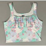 Sonoma SO Pastel Paisley Patchwork Boho Bohemian Floral Ruched Crop Top Shirt Size L ✨ Photo 1