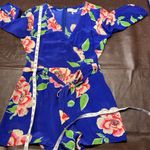 Yumi Kim  Blue Liz Romper Womens Large Floral Bright Silk White Lotus summer‎ Photo 13