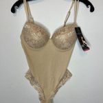 Body Beautiful Womens Size Small Shapewear Bodysuit Tan Nude Lace Adjustable NWT Photo 0