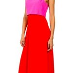 Jill Stuart Lovely Duo Gown
 red pink color block formal evening crepe dress Photo 0