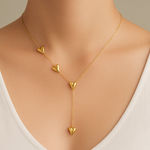 Antian Accessories™ Golden Heart Cascade Lariat Necklace Gold Photo 0