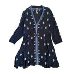 Free People Star Gazer Black Embroidered Peasant Dress Photo 7