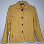 Land's End Jacket Womens 4P Wool Blend Mustard Yellow Gold Button Blazer Suit Photo 0