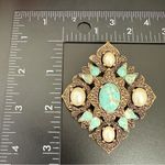 Vintage SARAH COVENTRY Faux Turquoise Pearl Cabochon Remembrance Brooch 28.5g. Silver Photo 7