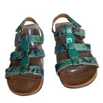 Vionic  Sandals Amber Adjustable Straps Teal Snake Embossed Womens Size 8 Photo 1