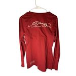 Ed Hardy  Women's XL Red Long Sleeve Crew Neck T-Shirt Tattoo Theme Photo 1