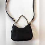 Small HOBO Black Leather Shoulder Bag with Gold Chain Photo 7